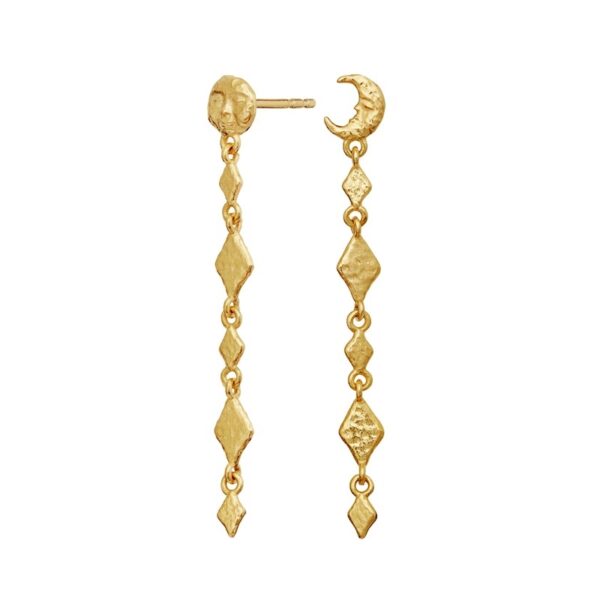 Maanesten - Minolaøreringe i forgyldt sølv med zirkonia