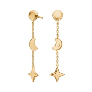 Nordahl Jewellery - UNIVERSE52 forgyldt sølv hængeøreringe m. symboler