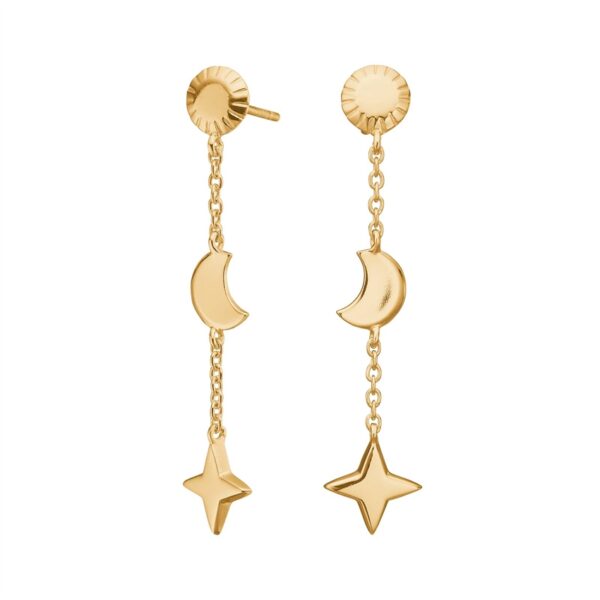 Nordahl Jewellery - UNIVERSE52 forgyldt sølv hængeøreringe m. symboler