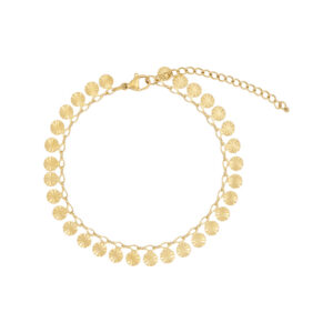 Sunshine ankelkæde i stål, belagt med 14 K guld - 22 cm + 4 cm i forlænger