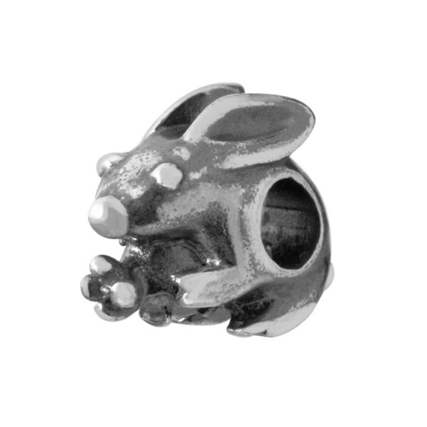 Charm i sterling sølv - kaninmotiv, 1 cm