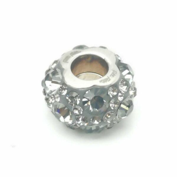 Charm-perle i sterling sølv, grå 1 cm