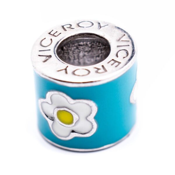 Charm-perle til armbånd, blå, 1 cm - sterling sølv