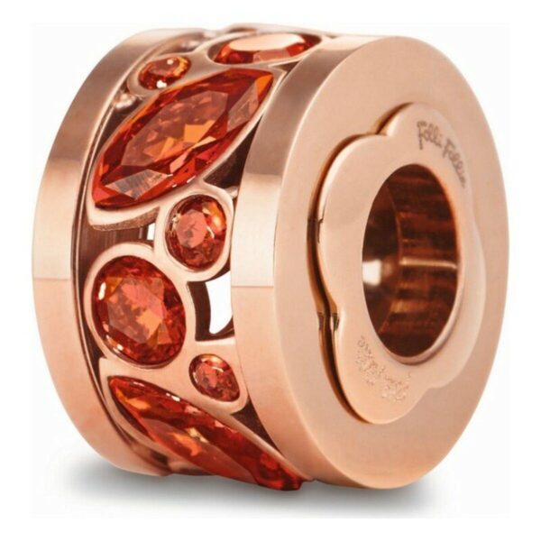 Charm/perle til armbånd - rød, 1 cm, sterling sølv