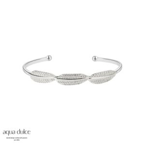 FLORA, armring i sterling sølv med 3 blade & klare zirkonia.