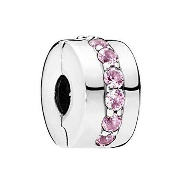 Pandora charm - Pink Sparkling Row Clip i sterling sølv