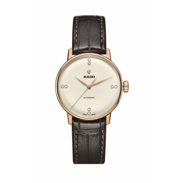 Rado Dameur R22865765 - automatisk armbåndsur i læder, hvid skive