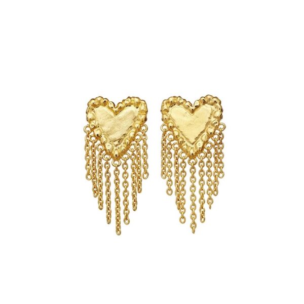 Maanesten - Giuliettaøreringe i forgyldt sølv med hjerte