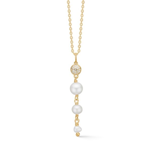 Mads Z - Dome perlehalskæde i 14 kt guld med 0,07 carat