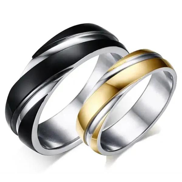 Sort & Guld parring / Forlovelsesring i rustfrit stål