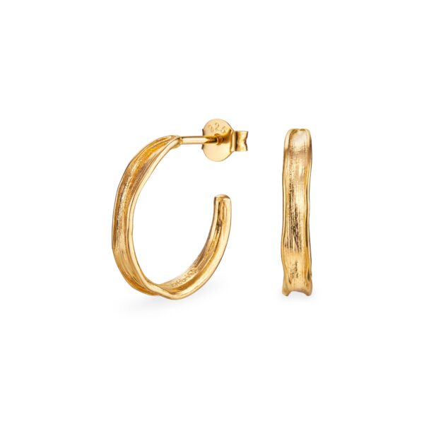 Flora Danica - Græs hoop øreringe i 22 karat forgyldt sølv - gr-hopc-g*