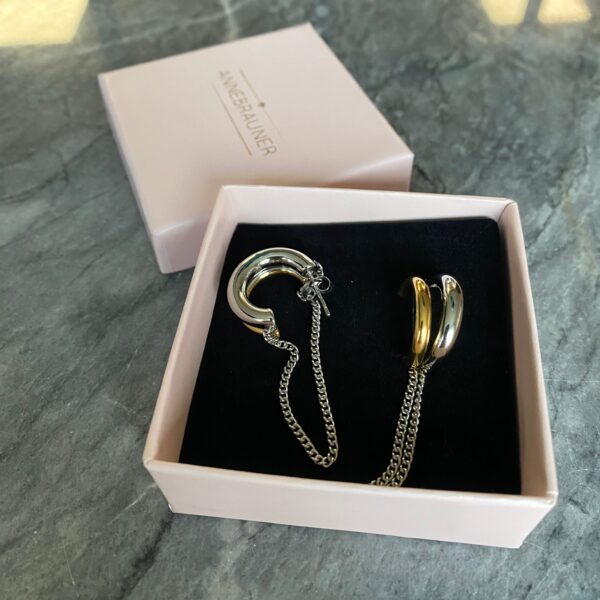 ANNEBRAUNER Chunky Mix Chain Ørering 18K Guldbelagt