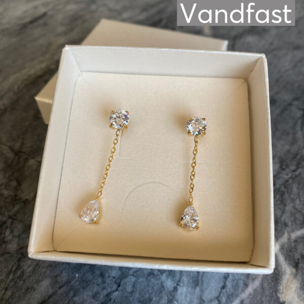 ANNEBRAUNER Zirconia Chain Øreringe 18K Guldbelagt