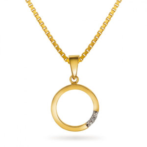 Arne Nordlie - 14kt vedhæng med diamanter og forgyldt kæde - 52460