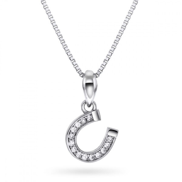 Arne Nordlie - Sølv halskæde med hestesko vedhæng - 65059