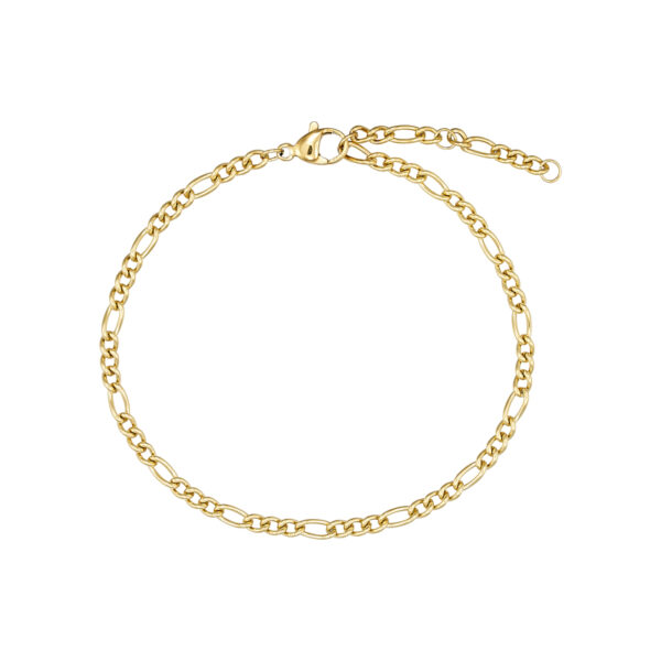 Figaro ankelkæde i stål, belagt med 14 K guld