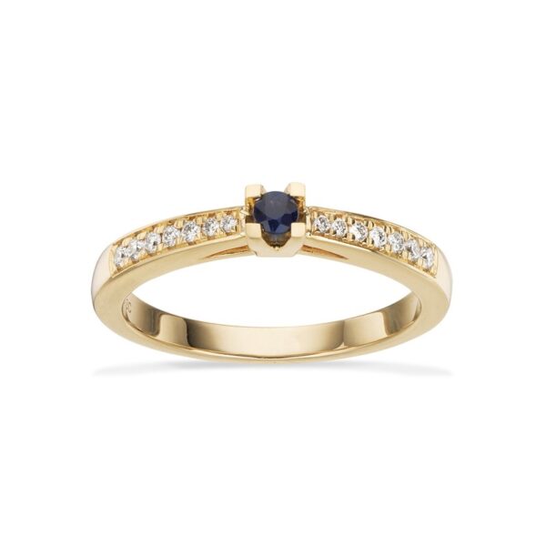 Kleopatra Queen Ring i 14kt. guld med safir og 0,12ct H-W/si