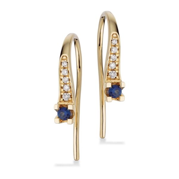 Kleopatra Queen diamantøreringe i 14kt guld m. safir og 0,05ct