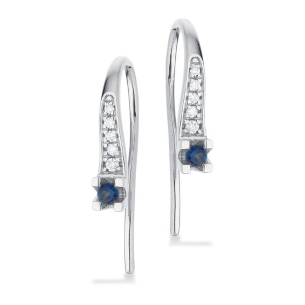 Kleopatra Queen diamantøreringe i 14kt hvidguld m. safir og 0,05ct