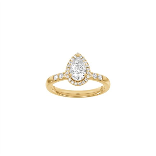 LUXURY Halo dråbe ring i 14 kt. guld med lab-grown diamant – 1,32 ct