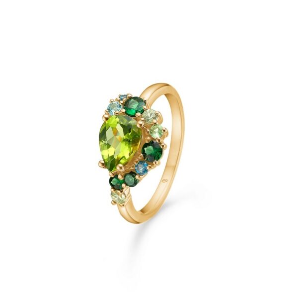 Mads Z - Four Seasons Spring ring i 14 kt guld m. grønne sten