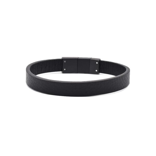 Rico's Læderarmbånd til mænd i sort læder og stål