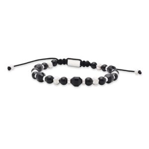 Rico's armbånd i stål med perler i sort agat