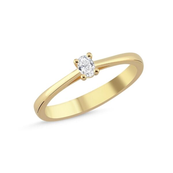 The One Oval Diamantring i 14 kt. guld med 0,13 carat