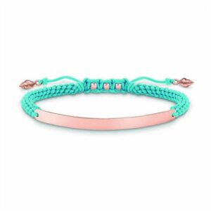 Thomas Sabo armbånd til kvinder - turkisblå snor med rosenguld og sølv, 14,5-21 cm