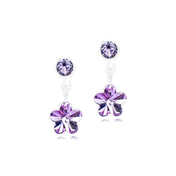 Blomdahl - Pendant Flowerøreringe m lilla krystal