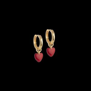 Enamel - Amore Hoops i forgyldt sølv med røde hjerter