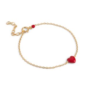 Enamel - Amore armbånd i forgyldt sølv med rødt hjerte