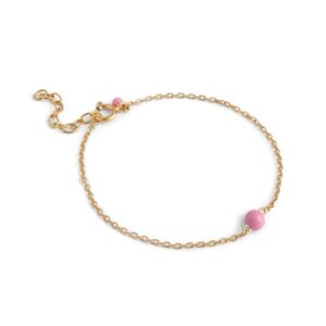 Enamel - Balloon armbånd i forgyldt sølv med pink emalje