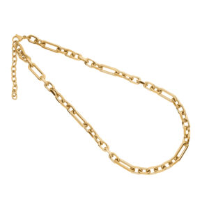 Figaro halskæde i stål, belagt med 14 K guld Chunky