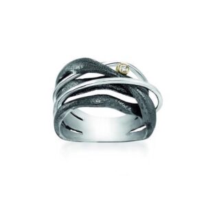Rabinovich - Witch Hazel sorte sølv ring med en brillant - Str 52**