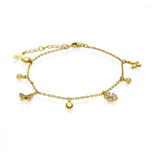 Arne Nordlie - Forgyldt armbånd med charms - 62333